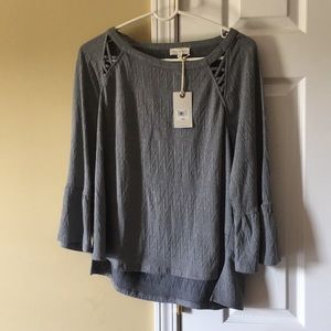 Lucky Brand Textured Grey Blouse